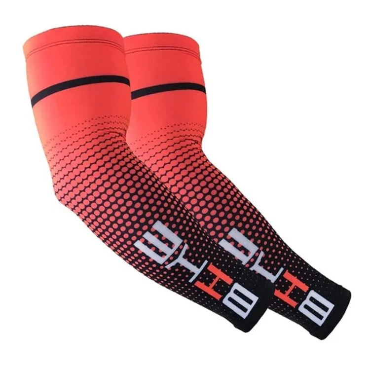 1 Pair Cool Men Cycling Running Bicycle UV Sun Protection Cuff Cover Protective Arm Sleeve Bike Sport Arm Warmers Sleeves, Size:XXL (Red)