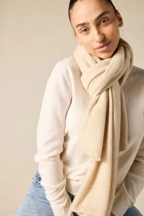 100% Cashmere Scarf in Pale Marle Beige