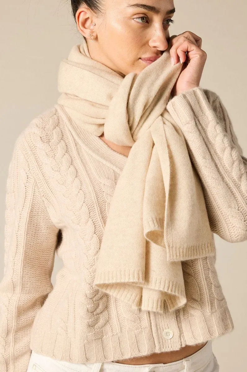 100% Cashmere Scarf in Pale Marle Beige