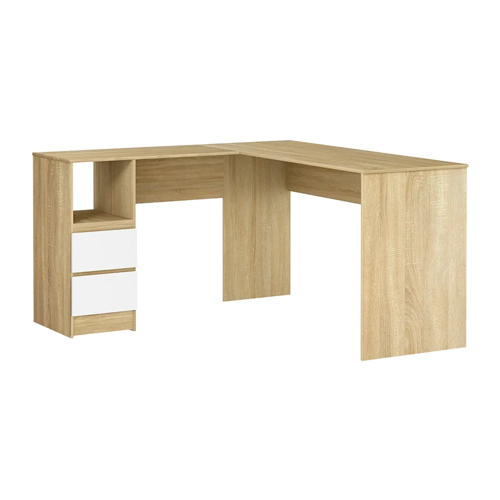 136cm Computer Desk Drawer Cabinet L-Shaped - Oak