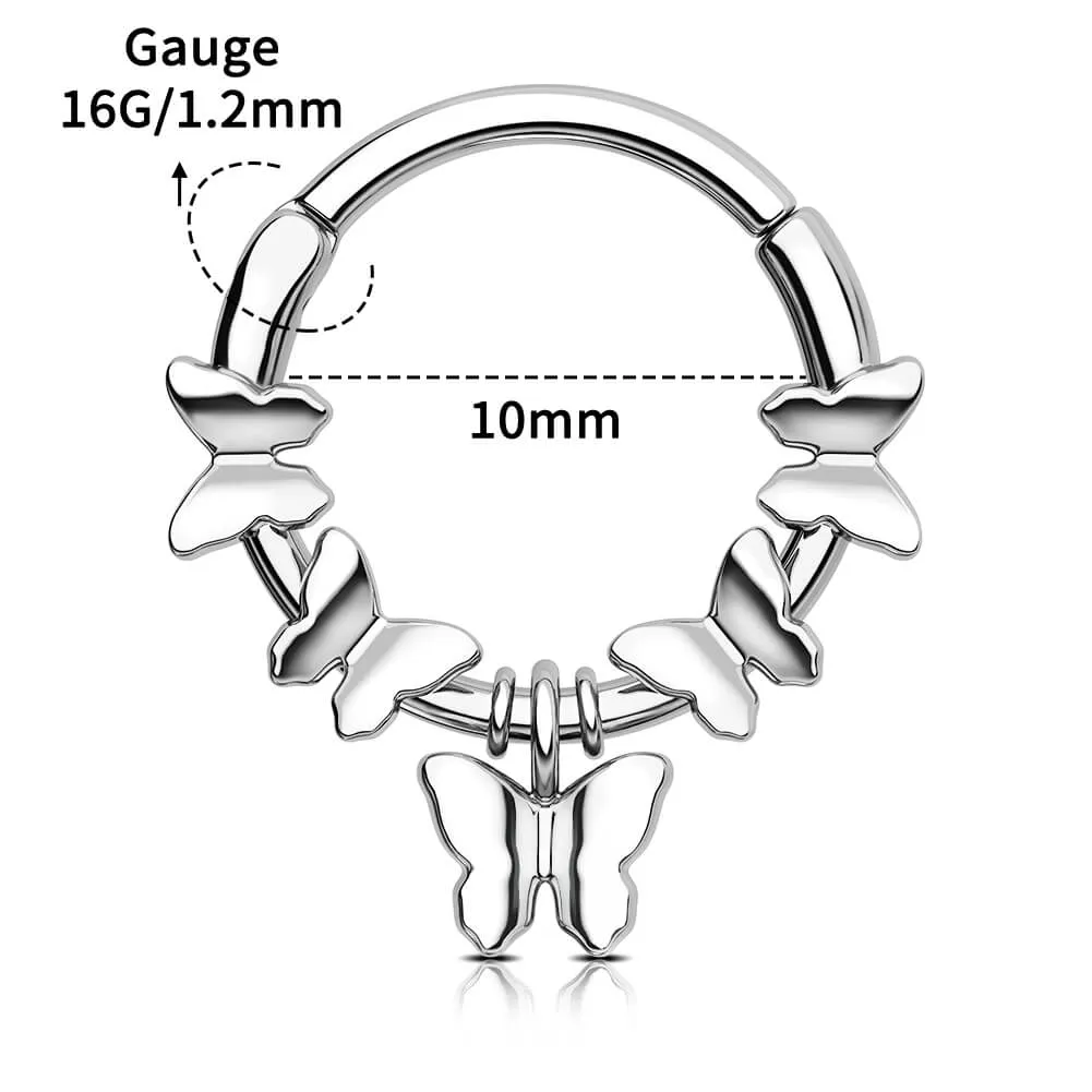 16G Symmetrical Butterfly Clicker Septum Ring