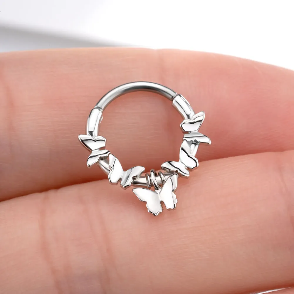 16G Symmetrical Butterfly Clicker Septum Ring