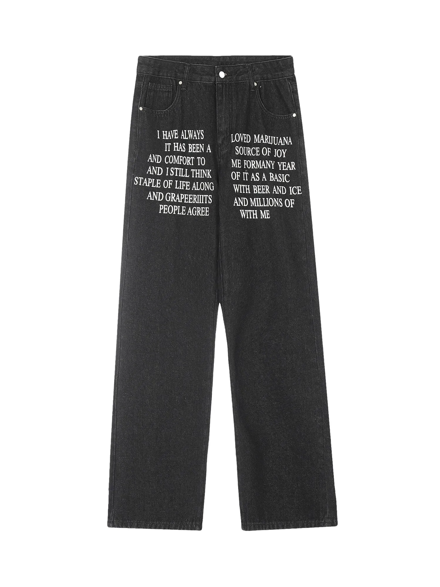 1984 Letter Embroidery Hip-Hop Washed Jeans