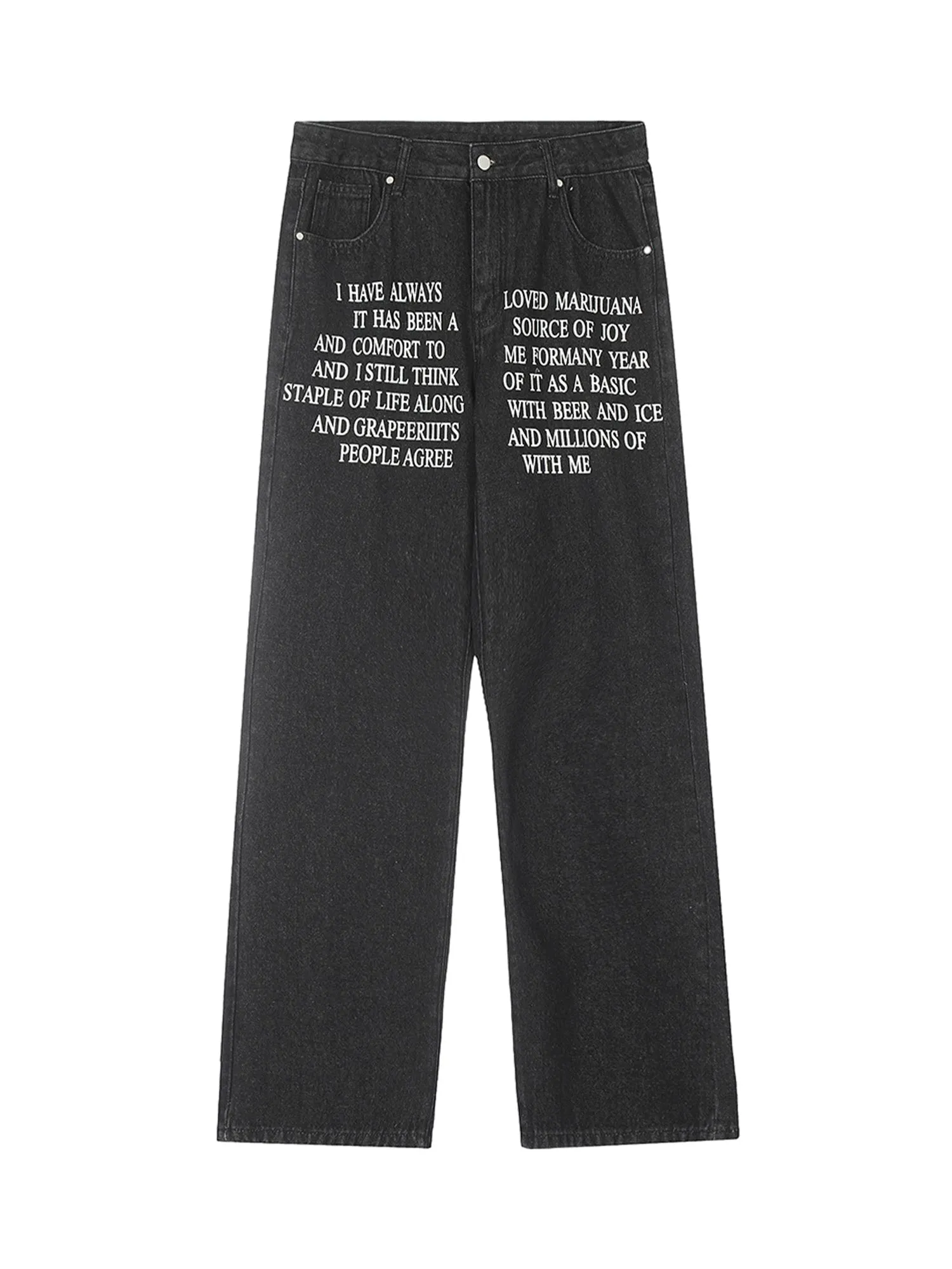 1984 Letter Embroidery Hip-Hop Washed Jeans