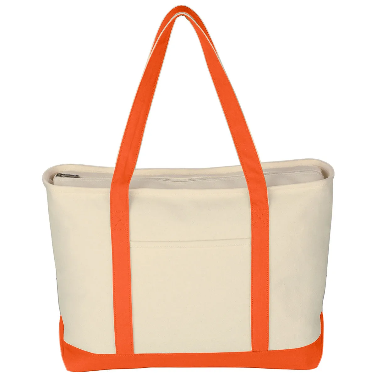 48-Hour Hit Natural/Orange Large Starboard Cotton Canvas Tote Bag