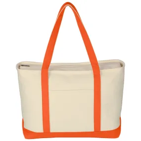 48-Hour Hit Natural/Orange Large Starboard Cotton Canvas Tote Bag