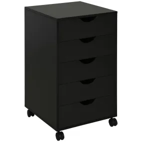 5 Drawer Mobile Filing Cabinet, Vertical File Cabinet, Modern Rolling Printer Stand for Home Office, Black