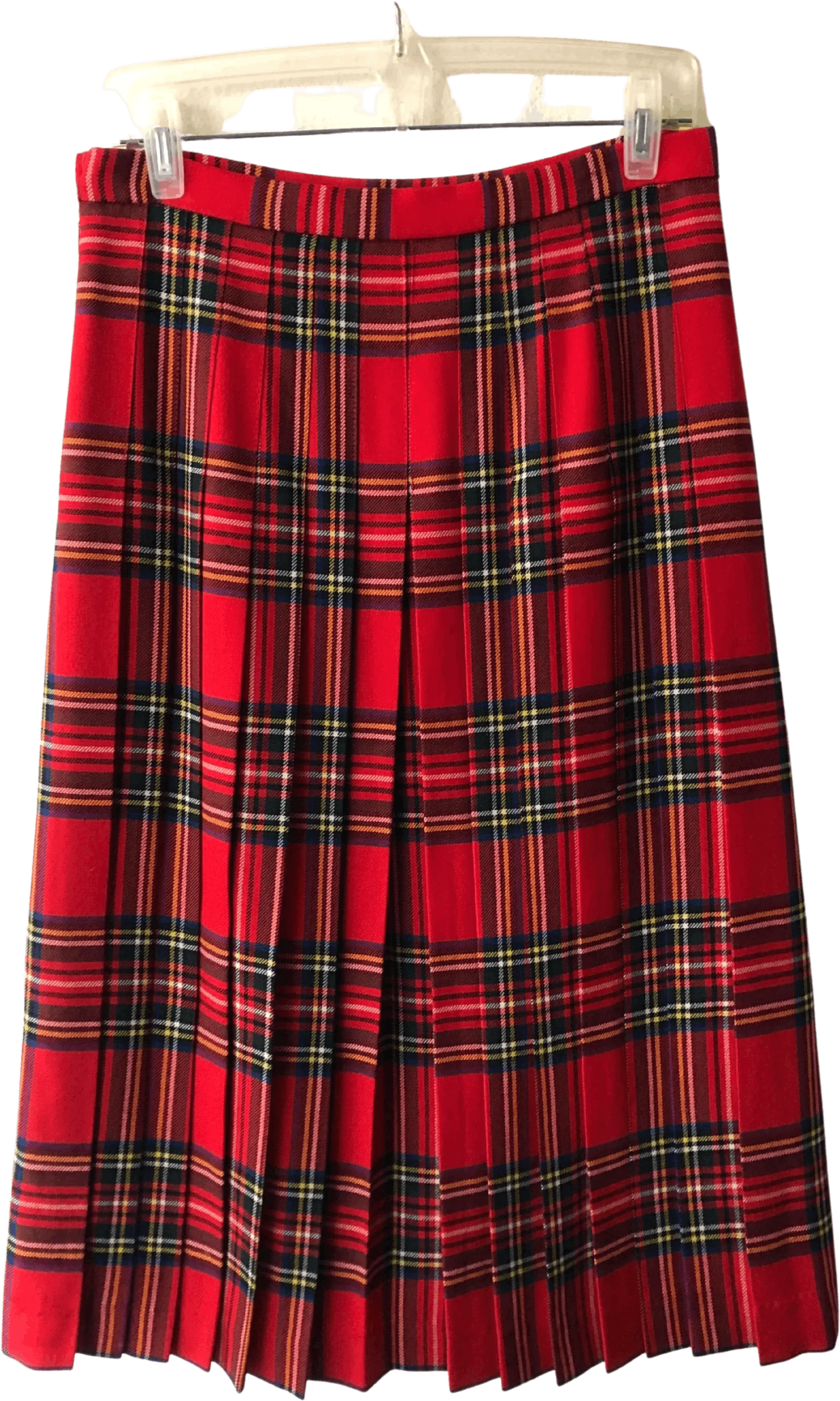 '80’s Wool Pleated Red Tartan Maxi Skirt Dark Academia by Glenscot For Nordstrom