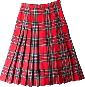 '80’s Wool Pleated Red Tartan Maxi Skirt Dark Academia by Glenscot For Nordstrom