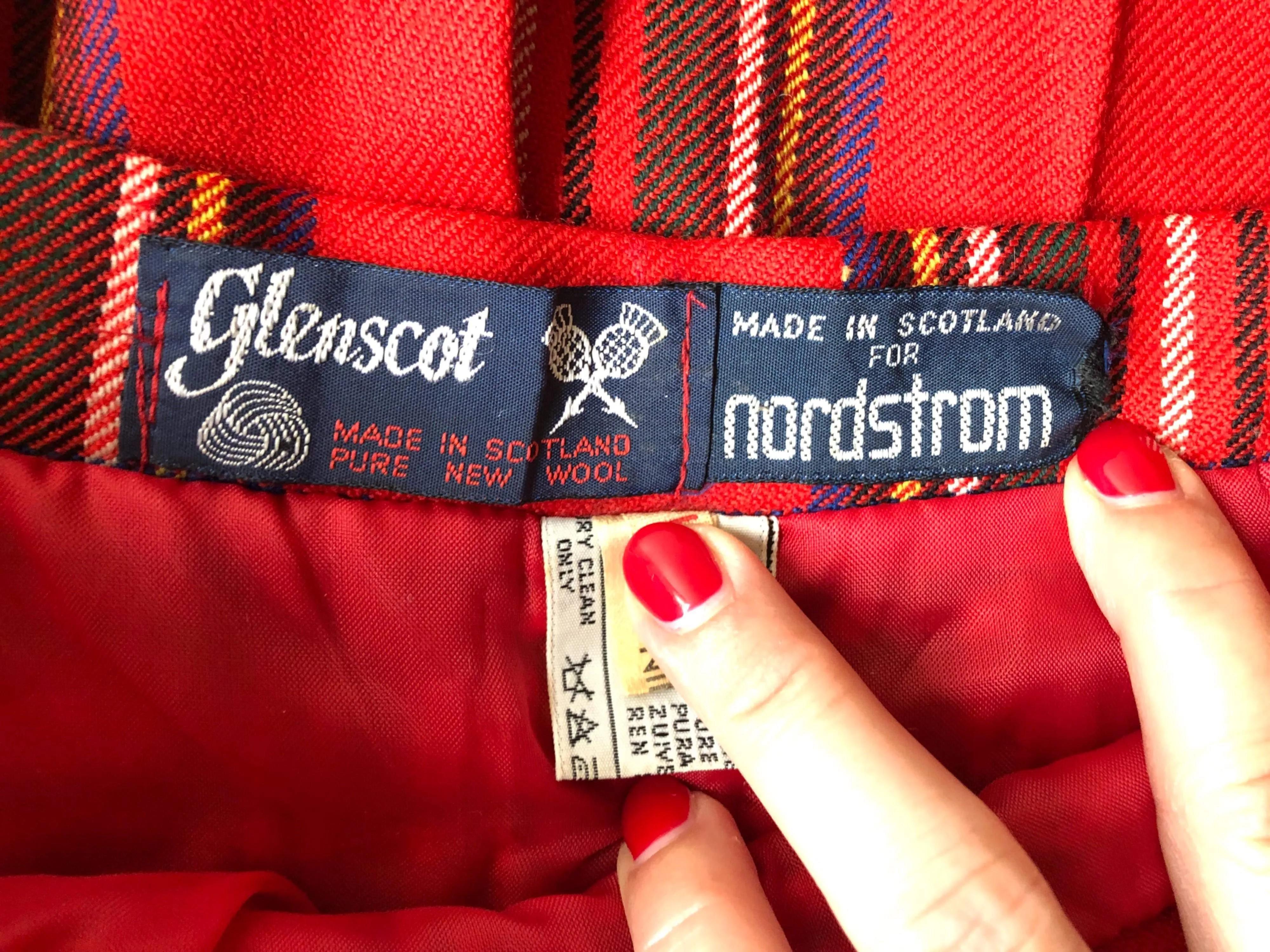 '80’s Wool Pleated Red Tartan Maxi Skirt Dark Academia by Glenscot For Nordstrom