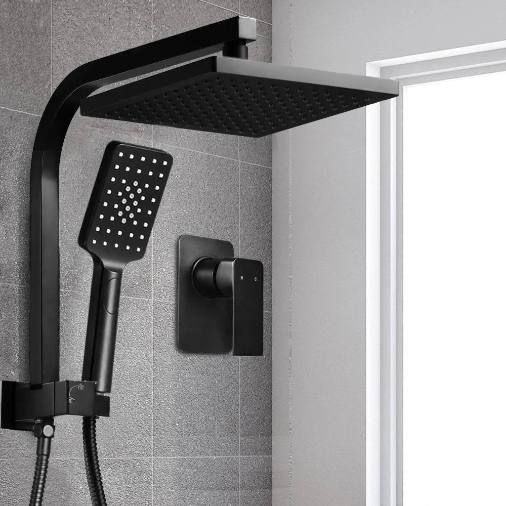 8" WELS Shower Head Hand Held Spray Mixer Set Square Bathroom Black