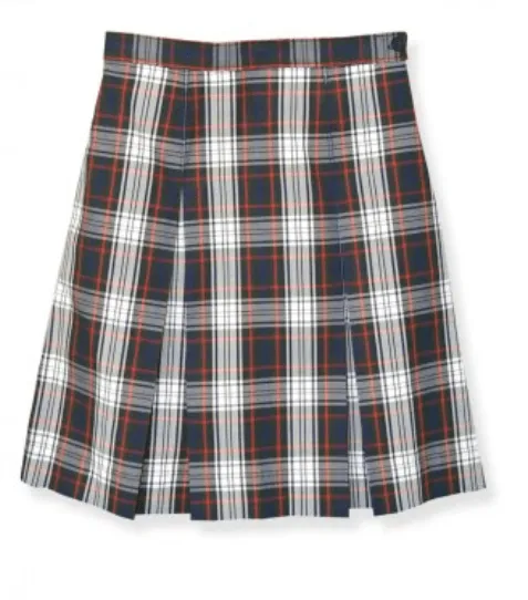 A  Plaid Poly Cot Box Pleat Skirt  - P49