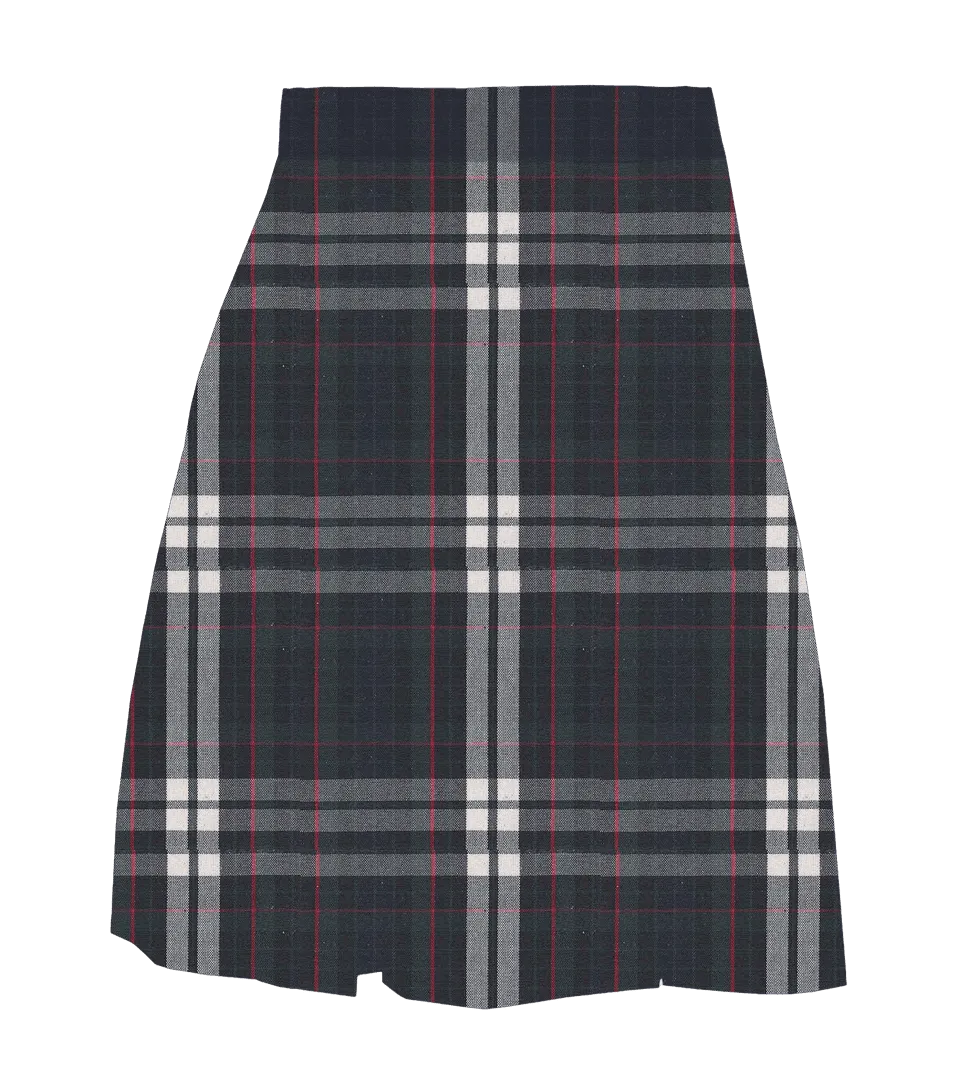 A  Teen Plaid Poly Cot Box Pleat Skirt  - P60