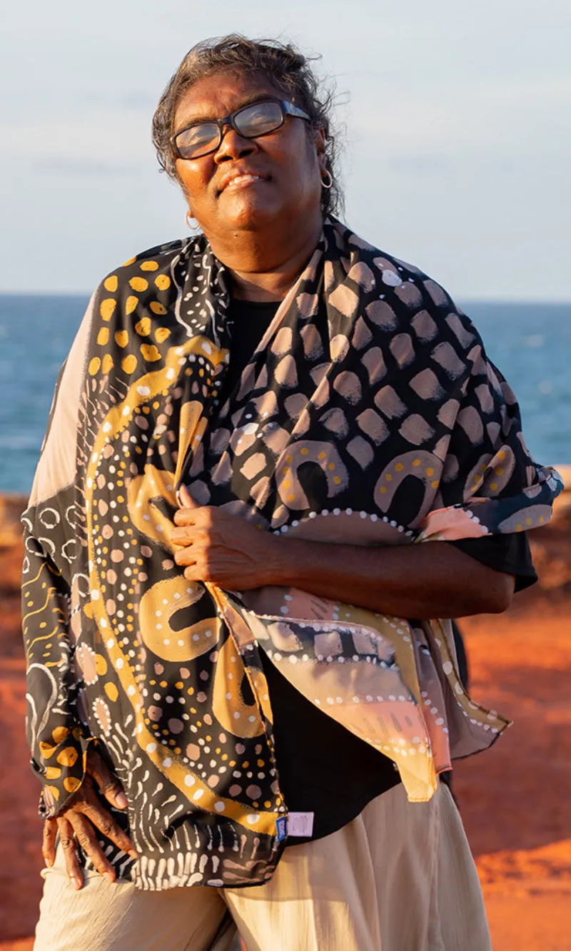 Aboriginal Art Scarf The Path They Have Laid