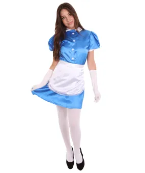 Adult Women's French Apron Maid Uniform Costume | Royal Blue Cosplay Costume