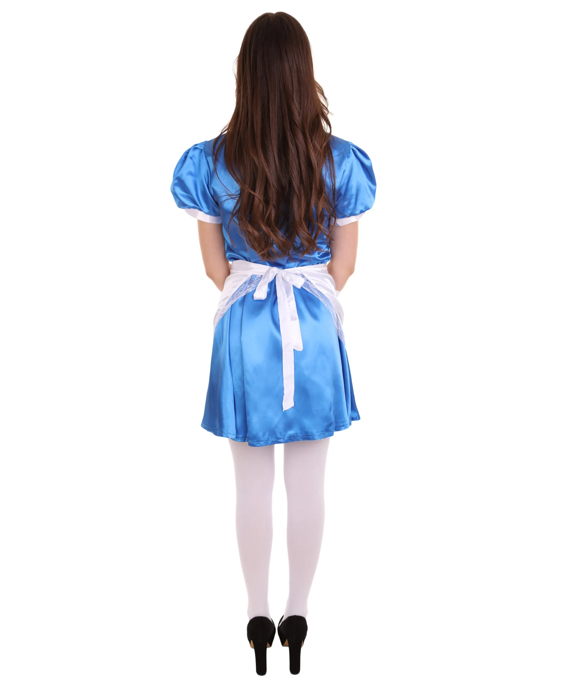 Adult Women's French Apron Maid Uniform Costume | Royal Blue Cosplay Costume