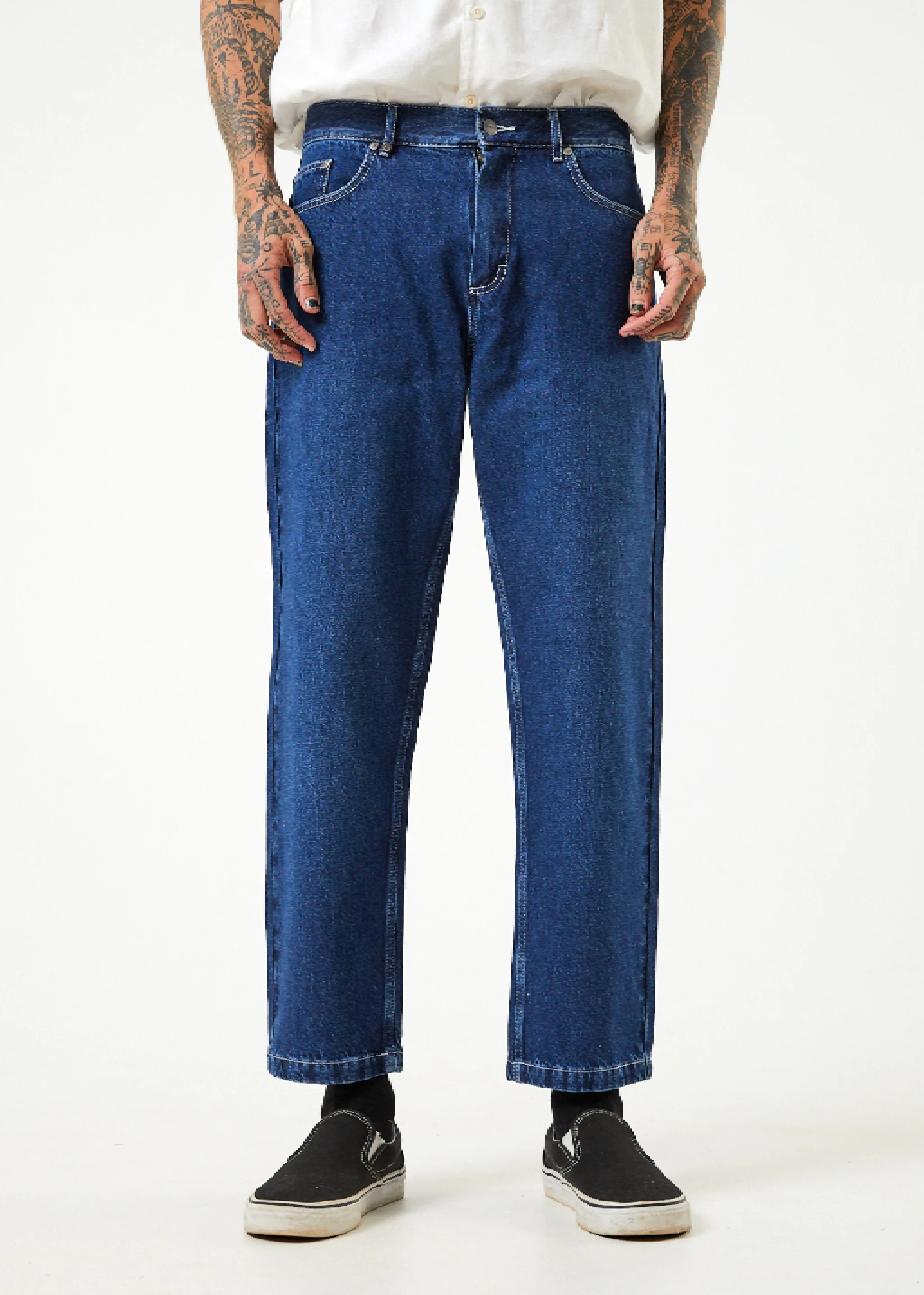 AFENDS Mens Ninety Twos - Denim Relaxed Jeans - Original Rinse