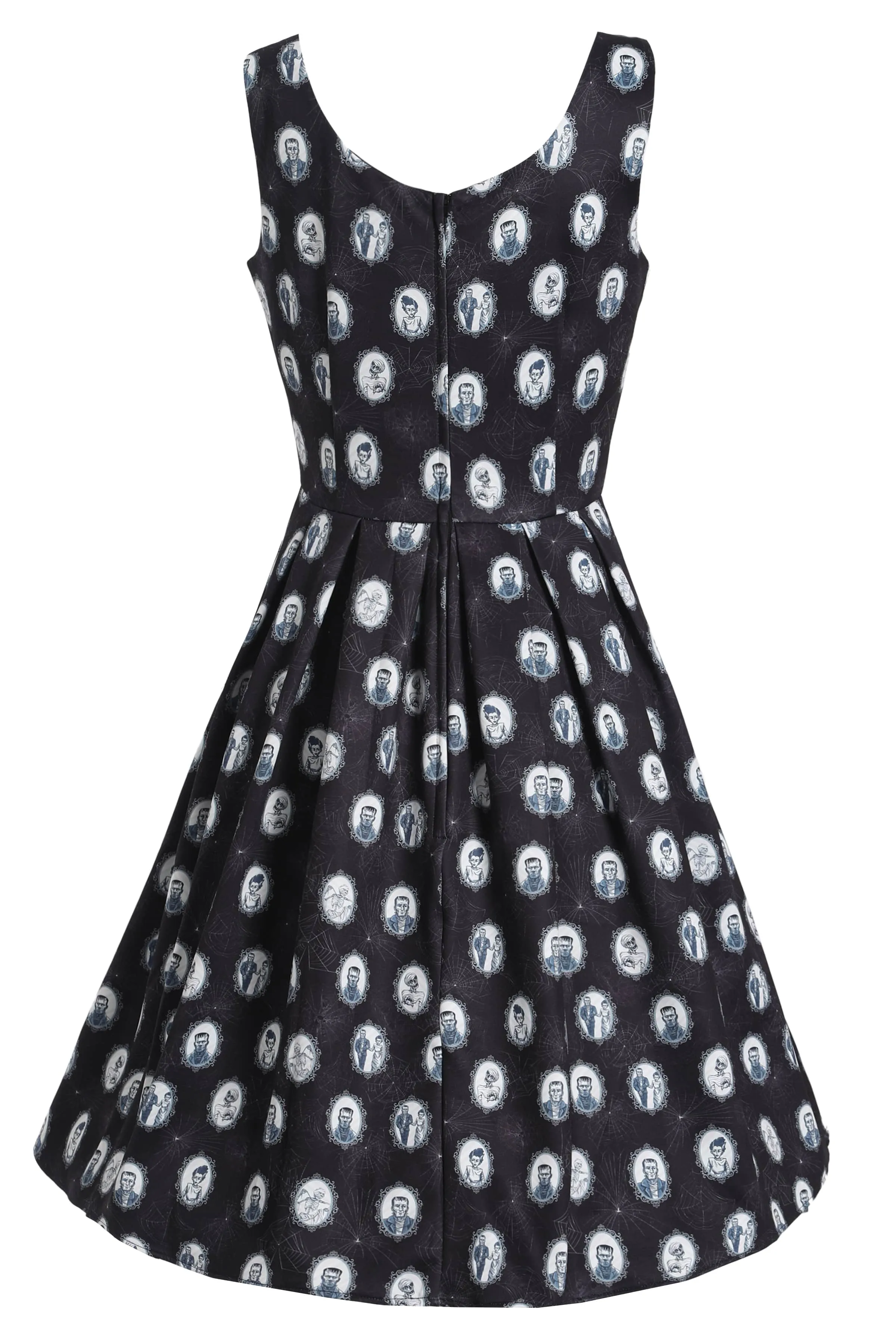 Amanda Black Frankenstein Monster Print Swing Dress