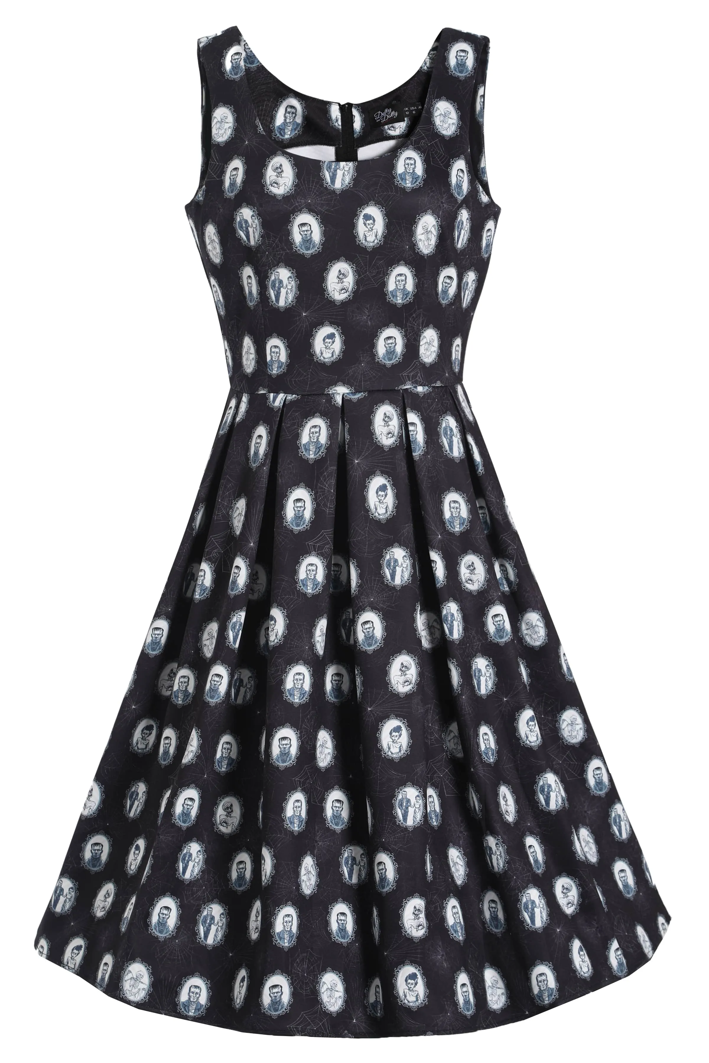 Amanda Black Frankenstein Monster Print Swing Dress