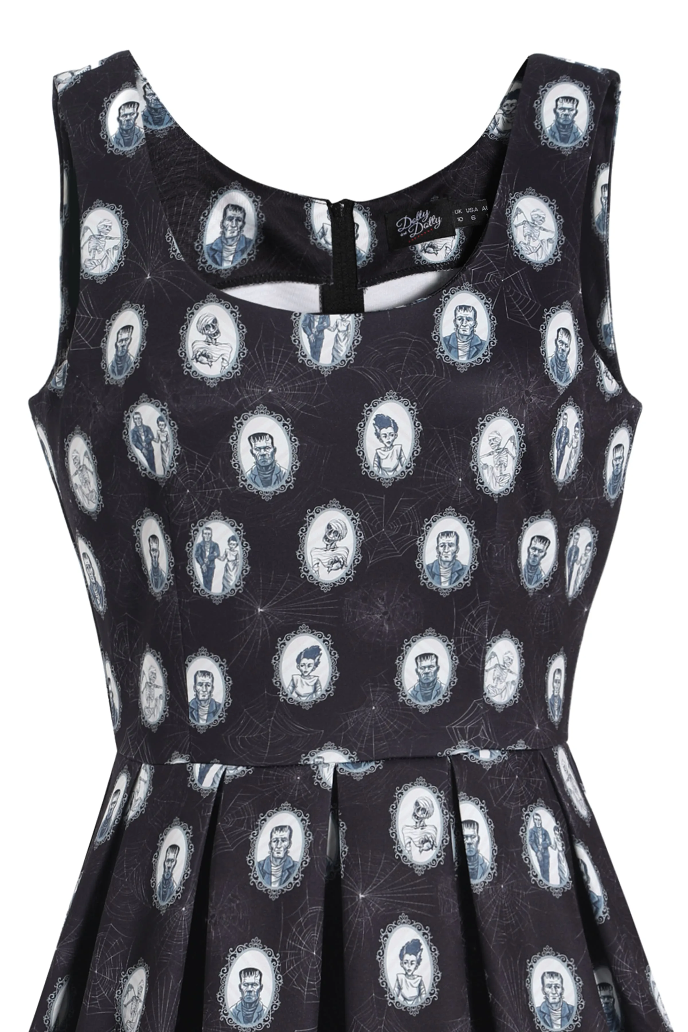 Amanda Black Frankenstein Monster Print Swing Dress