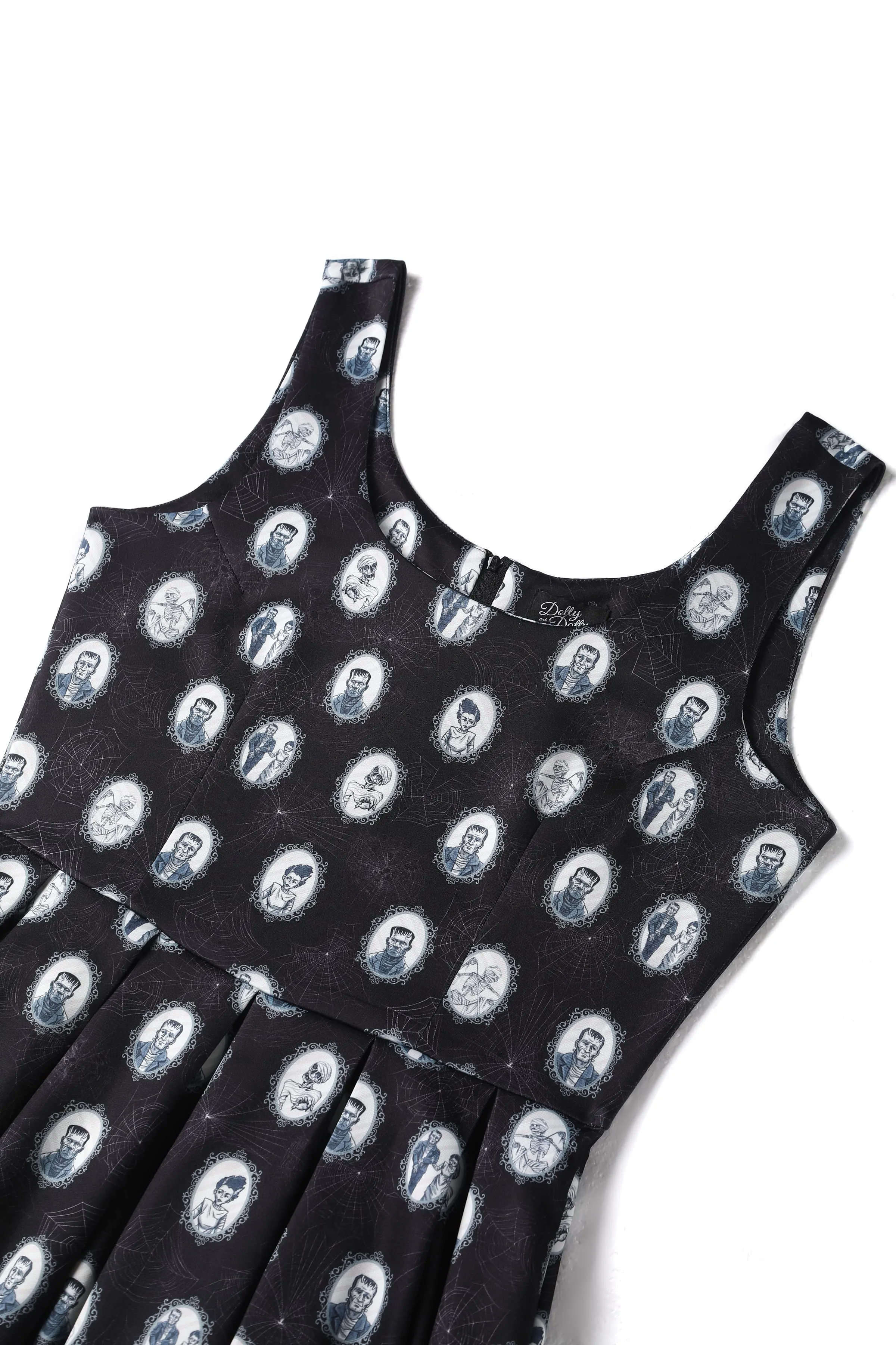 Amanda Black Frankenstein Monster Print Swing Dress