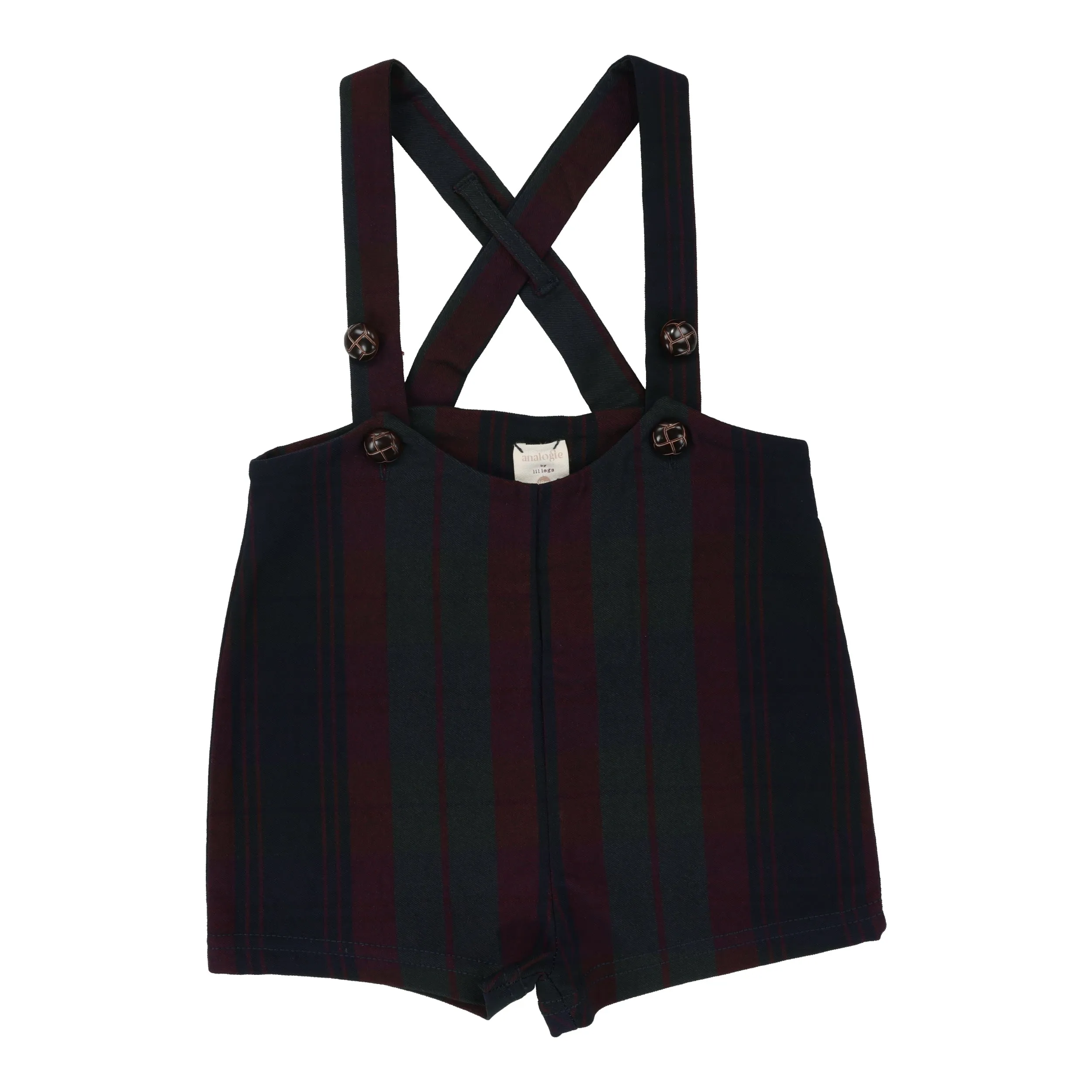 Analogie By Lil Legs Plaid Suspender Shorts Burgundy Plaid