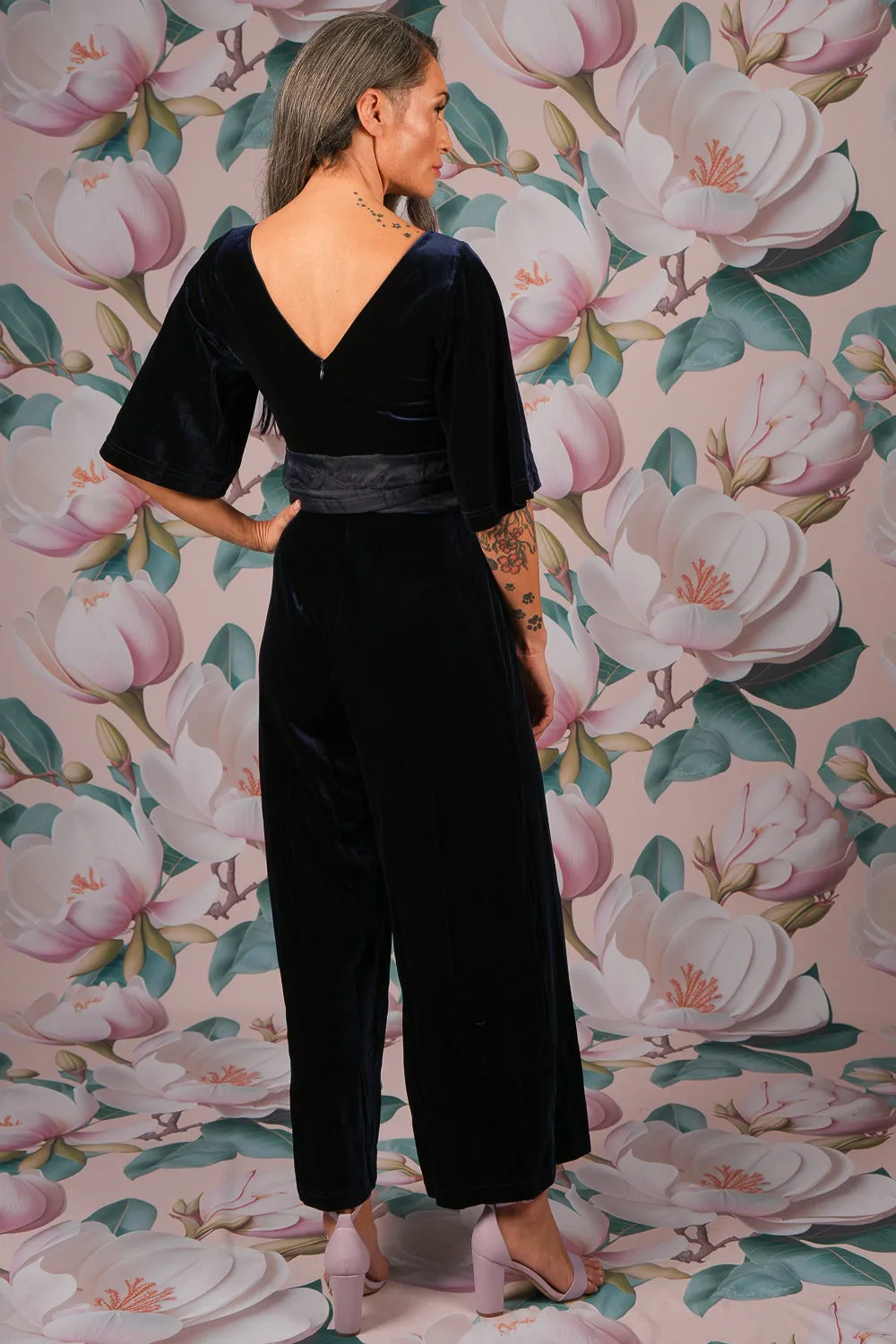 Andie Ollie Velvet Jumpsuit - Navy