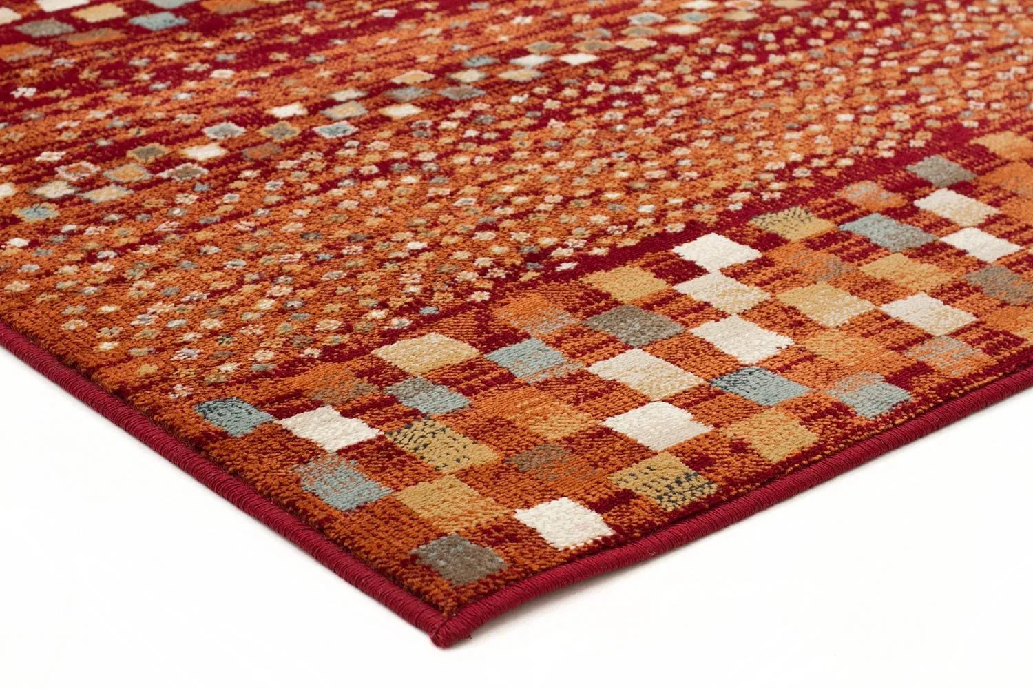 Asmita Squares Rust Rug Runner