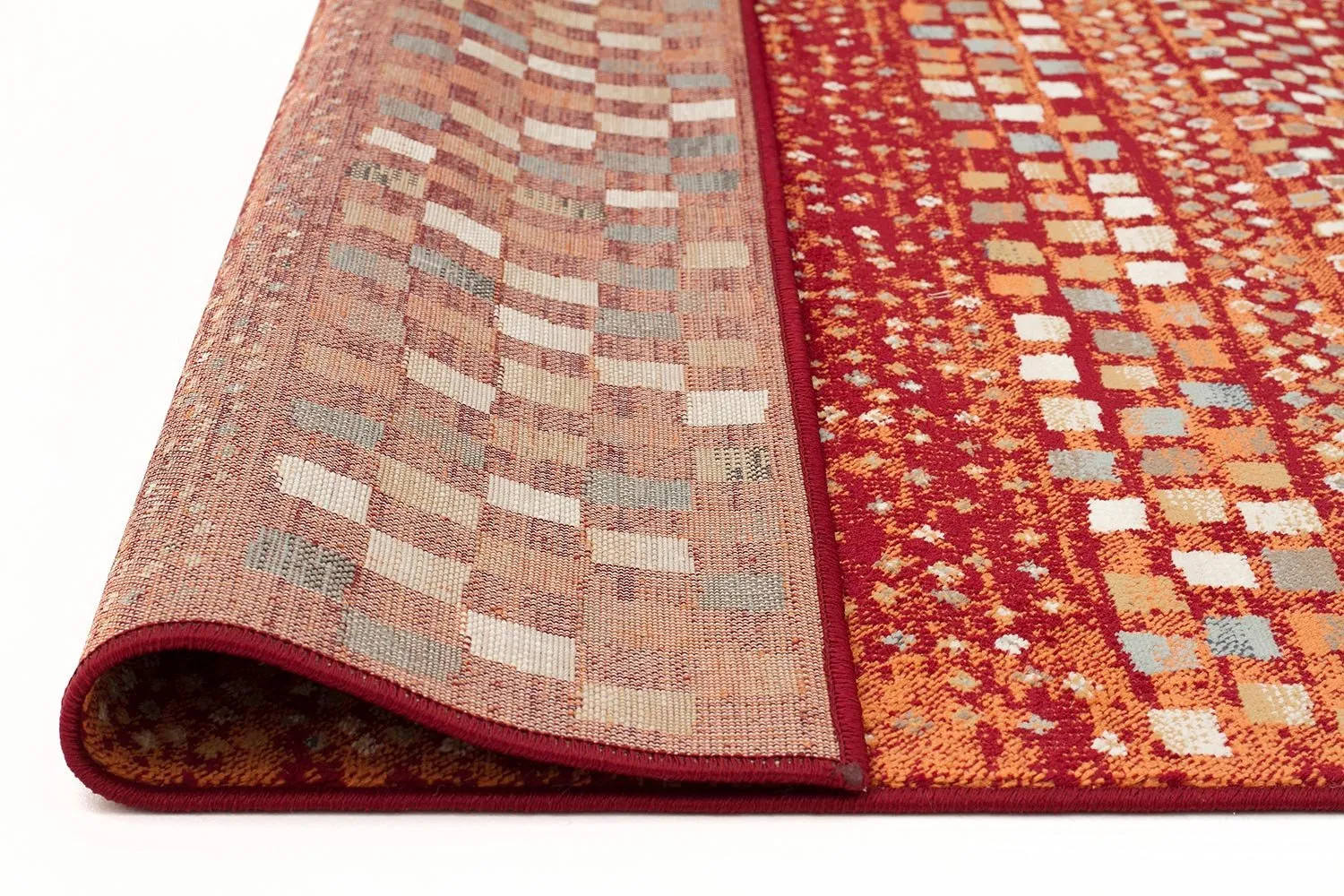 Asmita Squares Rust Rug Runner