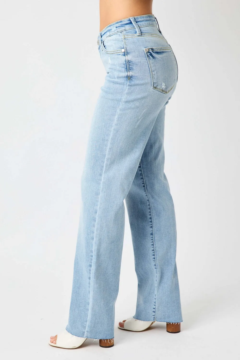 Avery Straight Fit High Rise Jeans with V Front Waistband