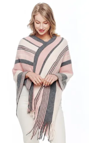 BAAP2003 Multi Stripe Pattern Poncho