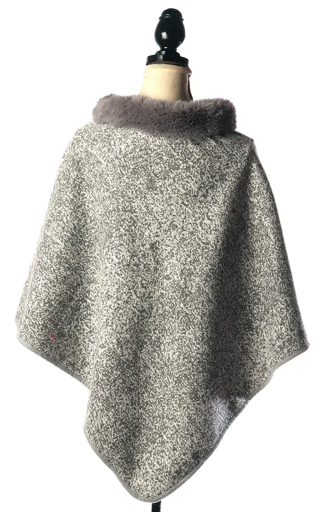 BAAP7619 Comfy Fur Trim Poncho