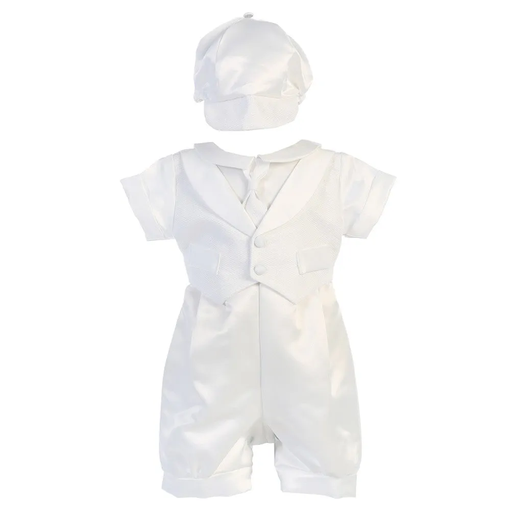 Baby Boys Pique Vest Satin Romper Baptism Christening Set 0-18M