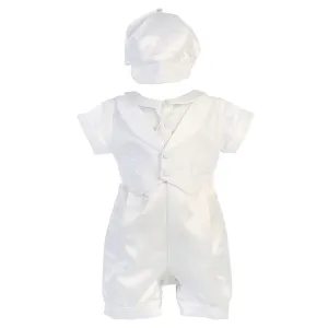 Baby Boys Pique Vest Satin Romper Baptism Christening Set 0-18M