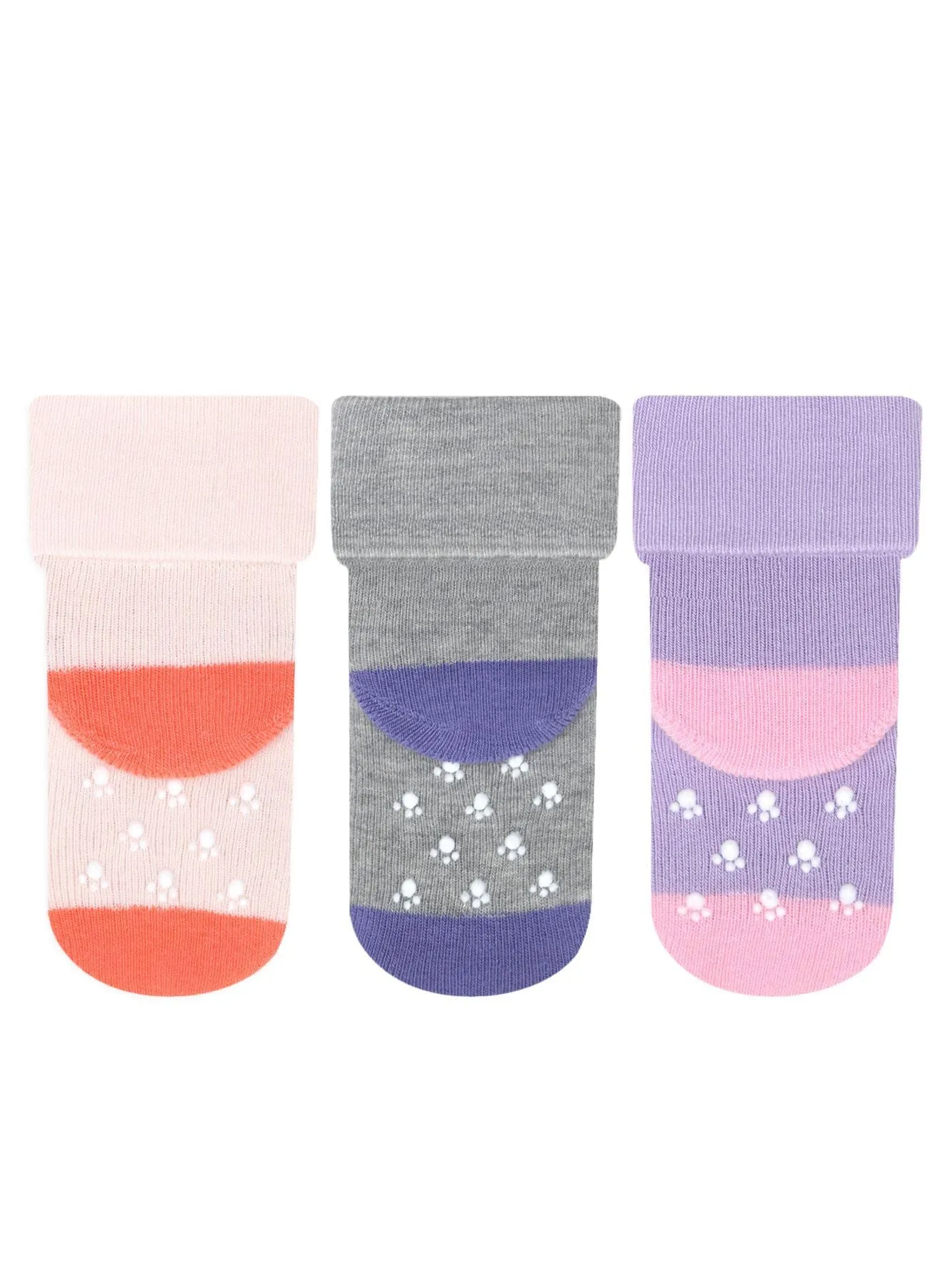 Baby Girl Anti-Slip Terry Socks Rainbow 3Pk (0-12mths)