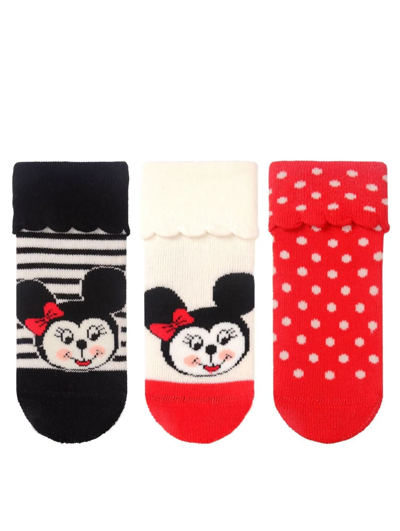 Baby Girl Anti-Slip Terry Socks Red 3Pk (0-18mths)