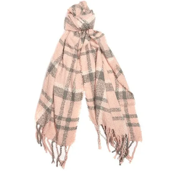 Barbour Scarf-Boucle-Wrap-Pink/Grey-LSC0130PI31