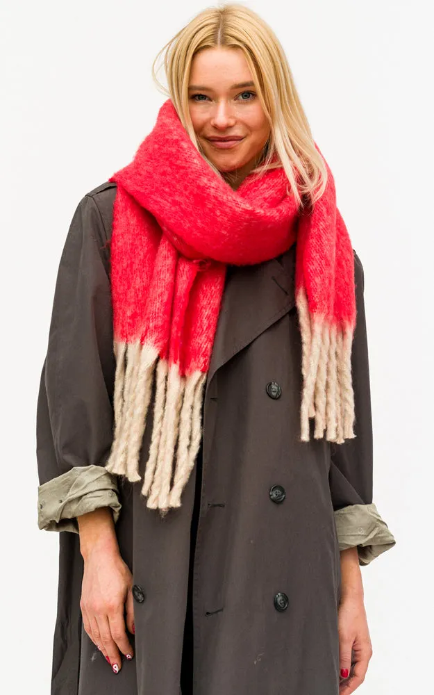 BASC6013 Grunge Oblong Scarf w/Fringes