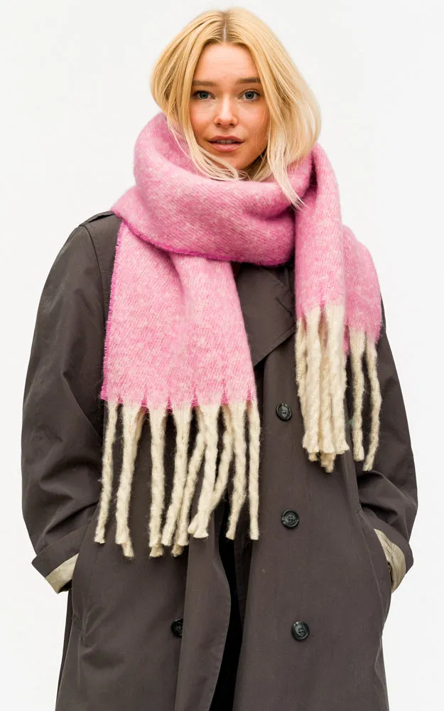 BASC6013 Grunge Oblong Scarf w/Fringes