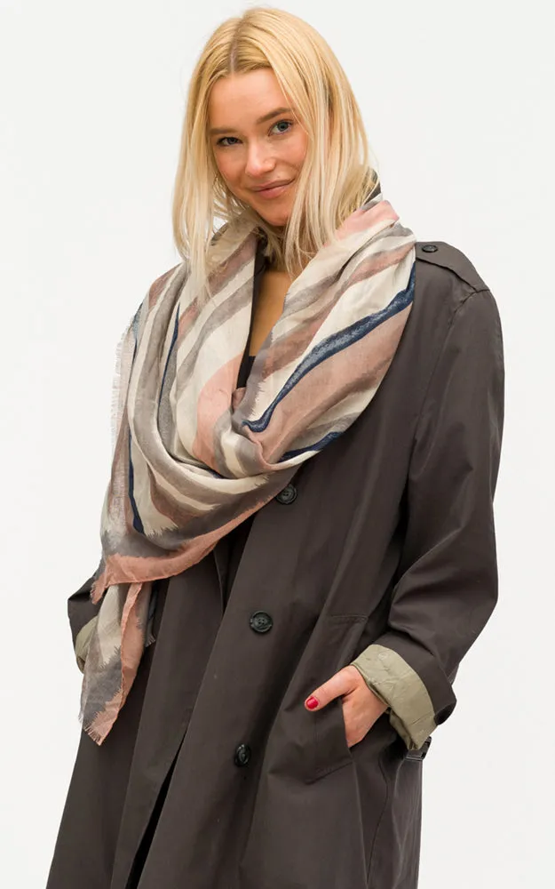 BASC6052 Multi Color Striped Print Oblong Scarf