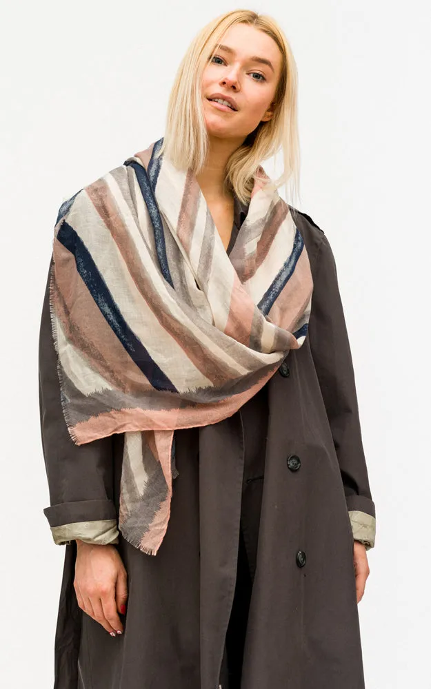 BASC6052 Multi Color Striped Print Oblong Scarf