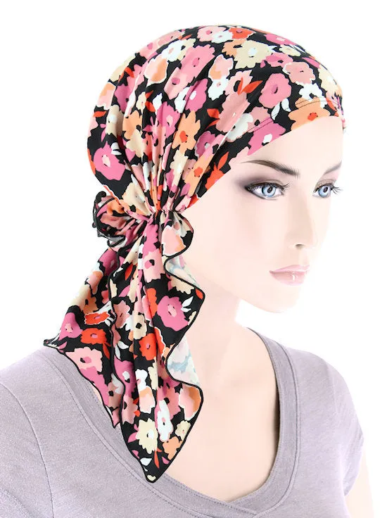 Bella Scarf Black Pink Mod Petite Floral