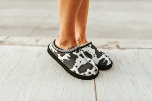 Black & White Cow Print Slippers