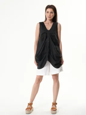 Black Linen Top With Buttons