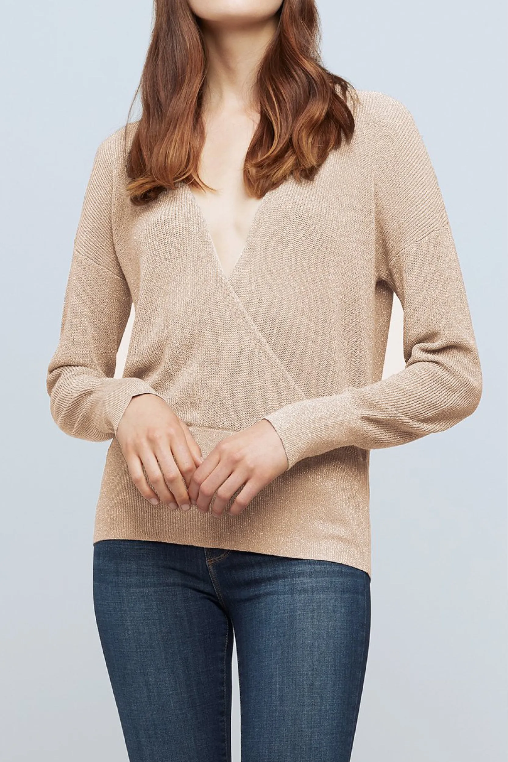 Blair Crossover Pullover in Biscotti