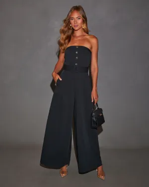 Boss Lady Strapless Waist Tie Jumpsuit