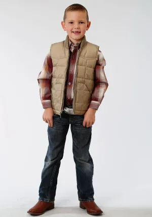 BOYS KHAKI POLY-FILLED VEST