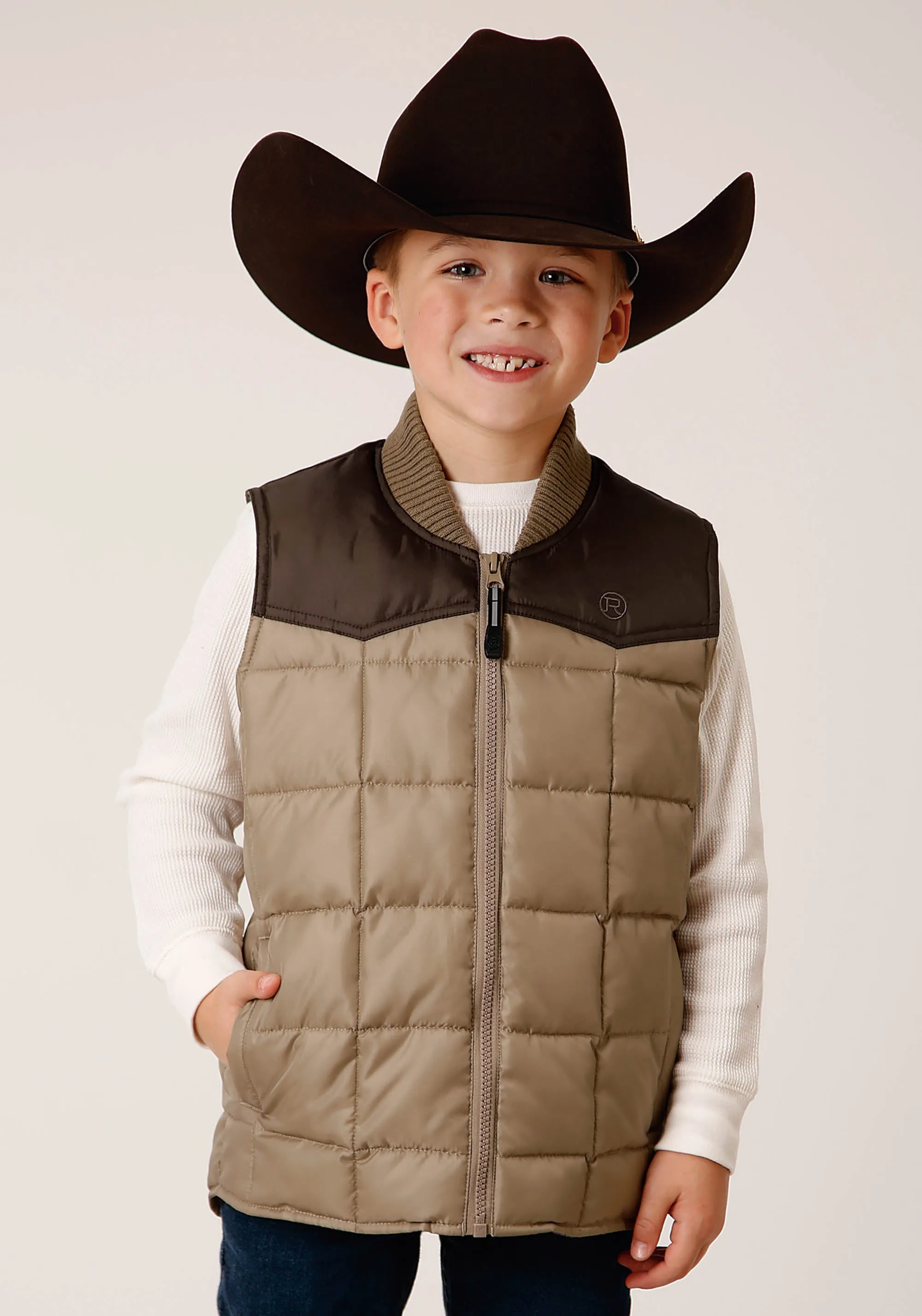 BOYS  QUILTED POLYFILLED VEST POLY FILLED WESTERN VEST