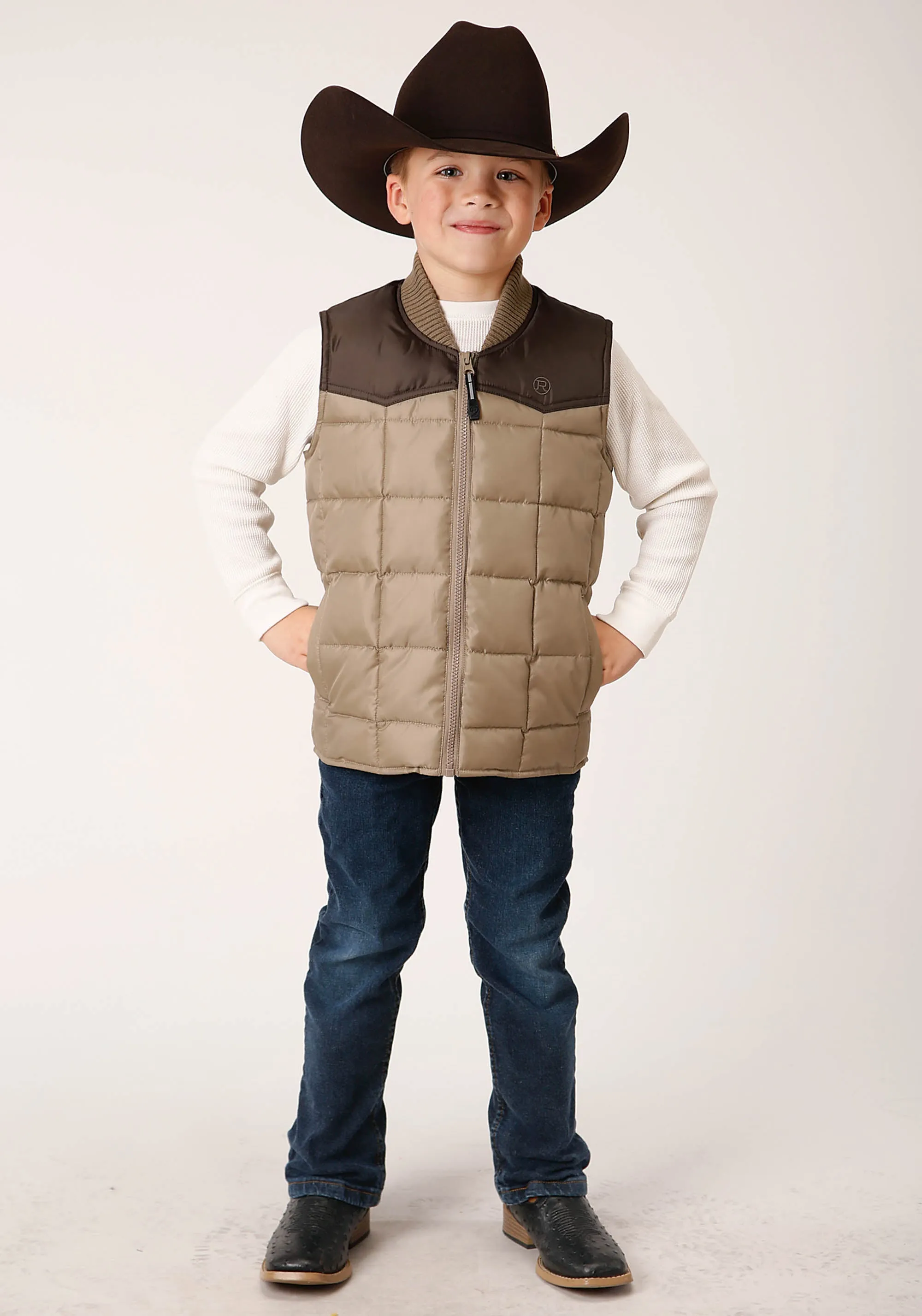 BOYS  QUILTED POLYFILLED VEST POLY FILLED WESTERN VEST