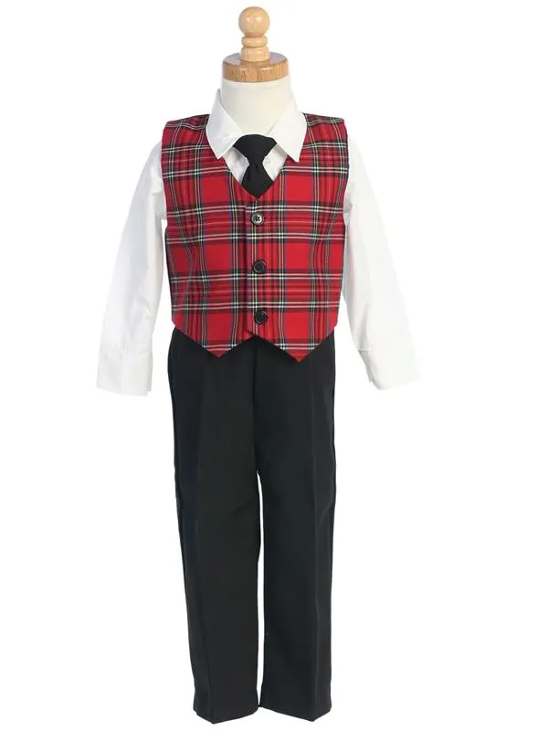 Boys Vest and Knickers Red Tartan Vest and Knickers Hoilday Set Lito C564